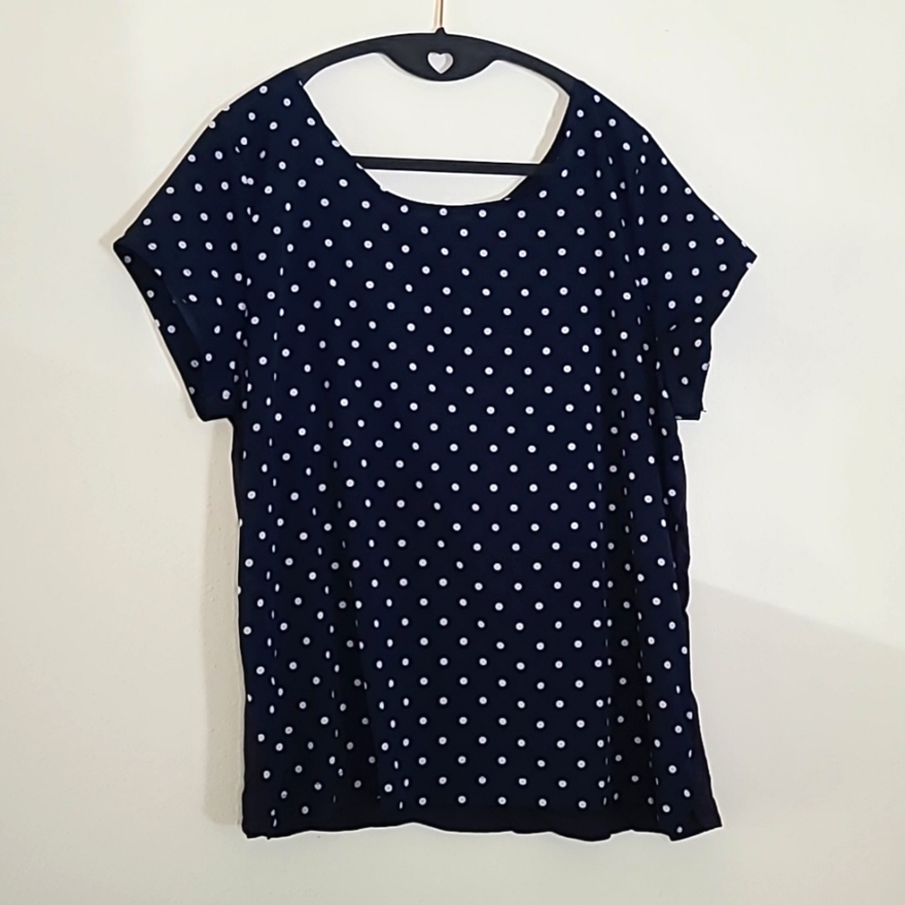 Gap Navy Polka Dot T Shirt Blouse